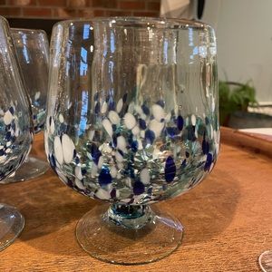 Crate and barrel rue cocktail glasses blue set of 4. Brand new never used